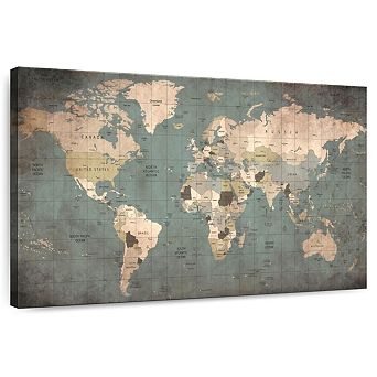 Stained Map Canvas Print