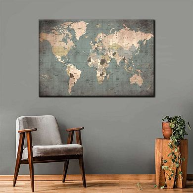 Stained Map Canvas Print