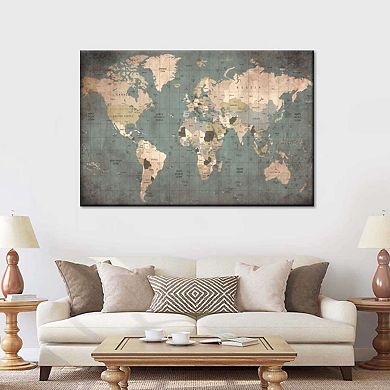 Stained Map Canvas Print