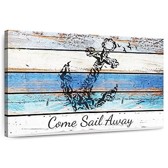 Blue Anchor Quote Canvas Print