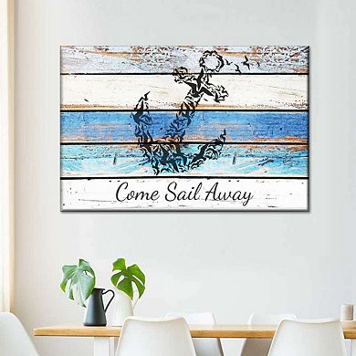 Blue Anchor Quote Canvas Print