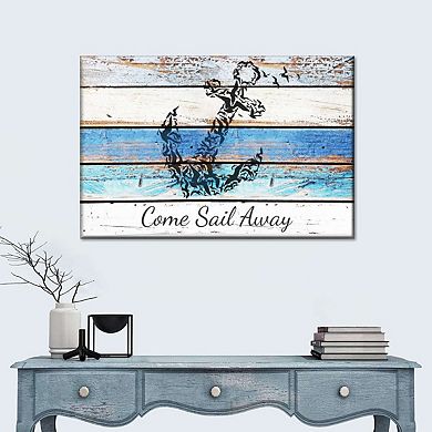 Blue Anchor Quote Canvas Print