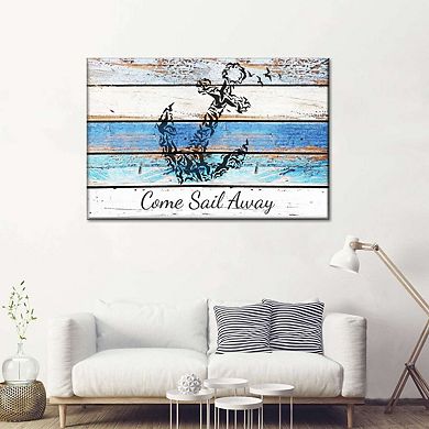 Blue Anchor Quote Canvas Print