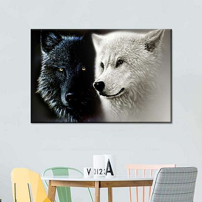 レア/SKOLOCT/CANVAS/ART/2 Tale Of Two Wolves Canvas Print