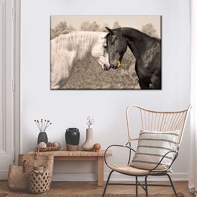 Sweet Black And White Horses Canvas Print