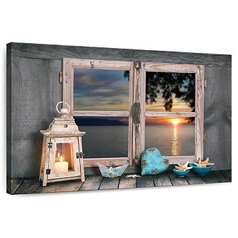 Nautical Ocean Window Canvas Print