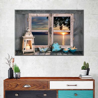 Nautical Ocean Window Canvas Print
