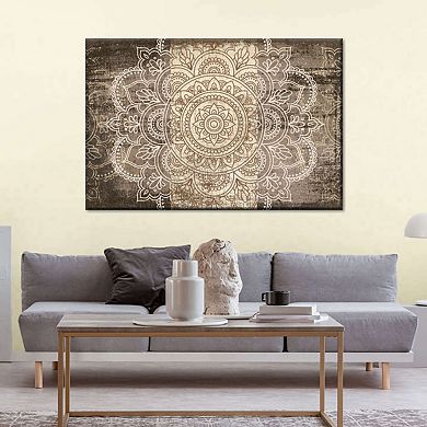 Mandala On Wood Canvas Print