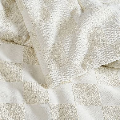Truly Soft Textured Checkered Grey Comforter Set