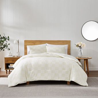 Truly Soft Textured Checkered Grey Comforter Set