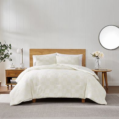 Truly Soft Textured Checkered Grey 3-Piece Duvet Cover Set