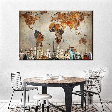 Rusty World Map Canvas Print