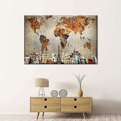 Rusty World Map Canvas Print