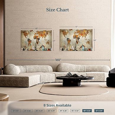 Rusty World Map Canvas Print