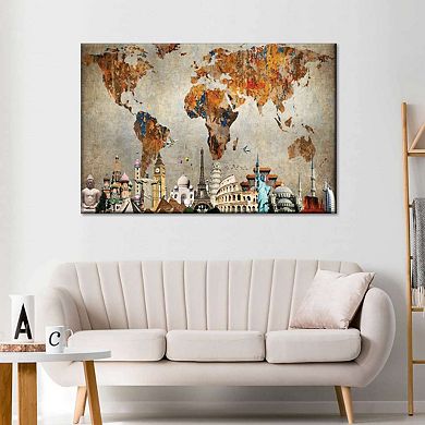 Rusty World Map Canvas Print