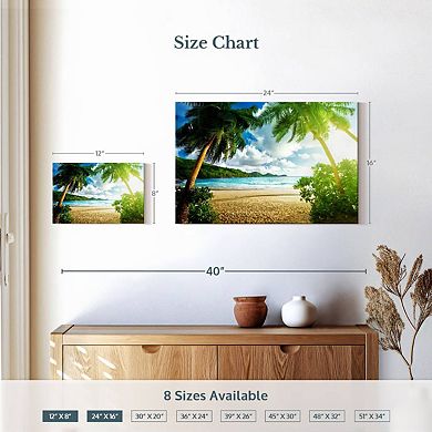Sunny Seychelles Beach Trees Canvas Print