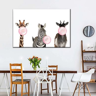 Bubble Gum Safari Animals Canvas Print