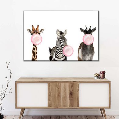 Bubble Gum Safari Animals Canvas Print
