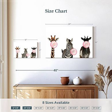 Bubble Gum Safari Animals Canvas Print