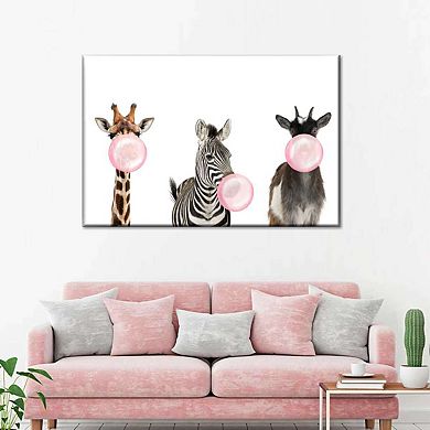 Bubble Gum Safari Animals Canvas Print