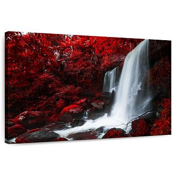 Red Autumn Waterfall Canvas Print