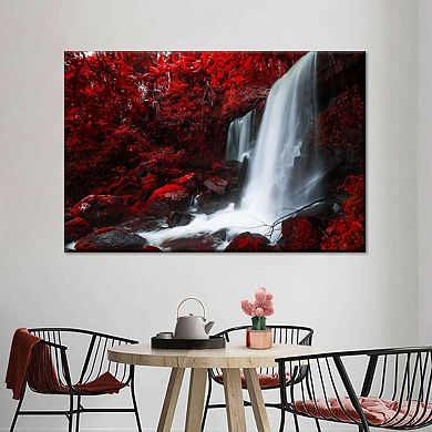 Red Autumn Waterfall Canvas Print