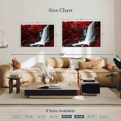 Red Autumn Waterfall Canvas Print