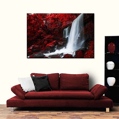 Red Autumn Waterfall Canvas Print