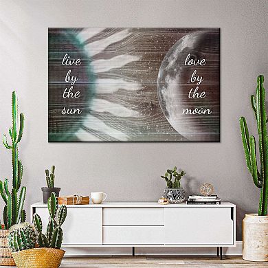 Sun Moon Love Typography Canvas Print