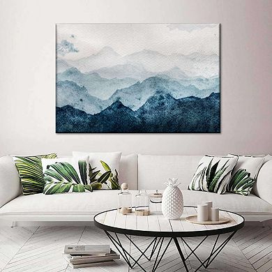 Japanese Mountain Landscape Abstract Canvas Print