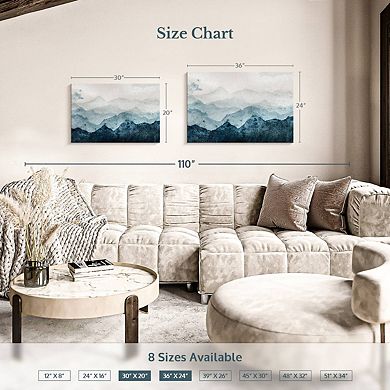 Japanese Mountain Landscape Abstract Canvas Print