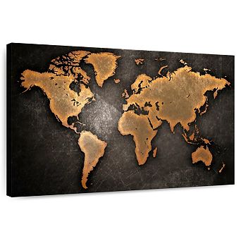 Copper World Map Canvas Print