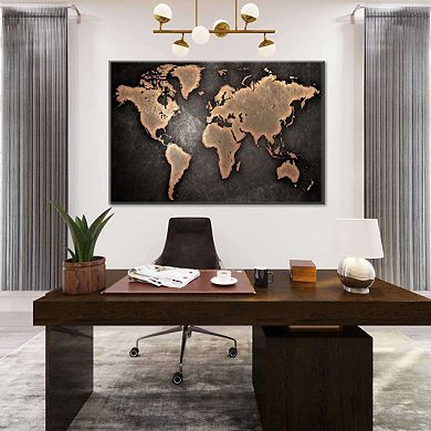 Copper World Map Canvas Print