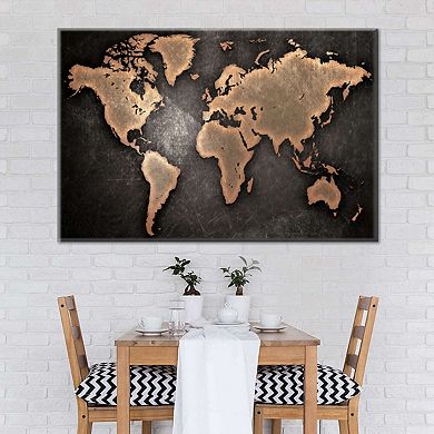 Copper World Map Canvas Print