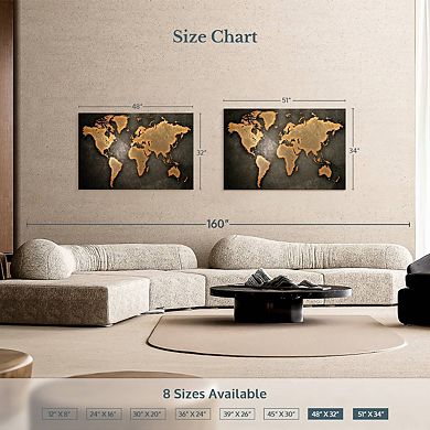 Copper World Map Canvas Print