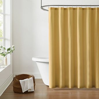Brooklyn Loom Solid Cotton Percale Shower Curtain