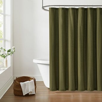 Brooklyn Loom Solid Cotton Percale Shower Curtain