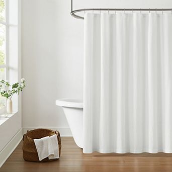 Brooklyn Loom Solid Cotton Percale Shower Curtain