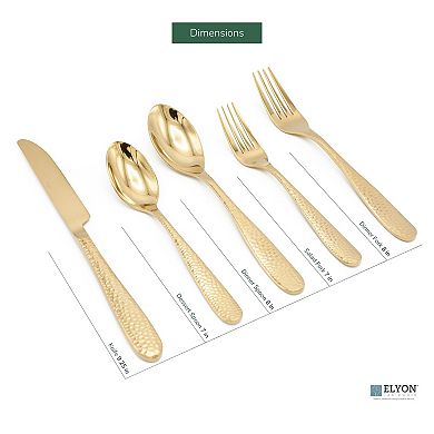 Elyon Carroll Hammered Reflective Gold 20-piece Flatware Set Stainless Steel Service For 4