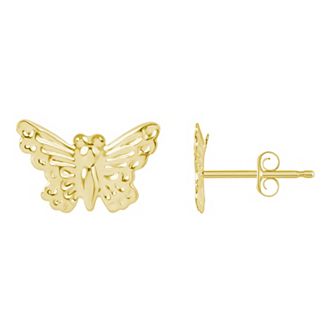 Celebration Gems 14k Gold Butterfly Stud Earrings