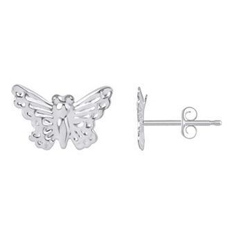 Celebration Gems 14k Gold Butterfly Stud Earrings