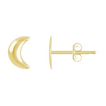 Celebration Gems 14k Gold Crescent Moon Stud Earrings