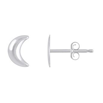 Celebration Gems 14k Gold Crescent Moon Stud Earrings