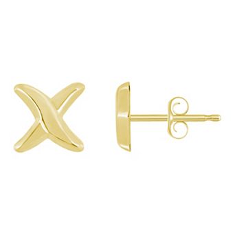 Celebration Gems 14k Gold X-Shaped Stud Earrings