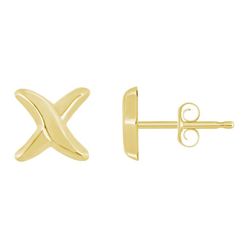 14k Gold X-Shaped Stud Earrings, Women's