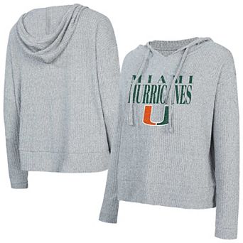 Women's Concepts Sport Grey Miami Hurricanes Juniper Soft Modest Cropped Long Sleeve Hoodie Top