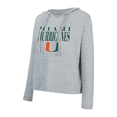 Women's Concepts Sport Grey Miami Hurricanes Juniper Soft Modest Cropped Long Sleeve Hoodie Top