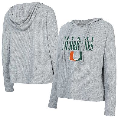 Women's Concepts Sport Grey Miami Hurricanes Juniper Soft Modest Cropped Long Sleeve Hoodie Top