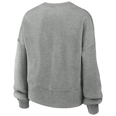 Women's Nike Heather Gray Georgia Bulldogs Legacy Fleece Classic Arch Oversized Cropped Tackle Twill Sweatshirt