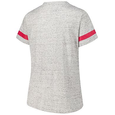 Women's Fanatics Heather Gray Wisconsin Badgers Plus Size Lace-Up V-Neck T-Shirt